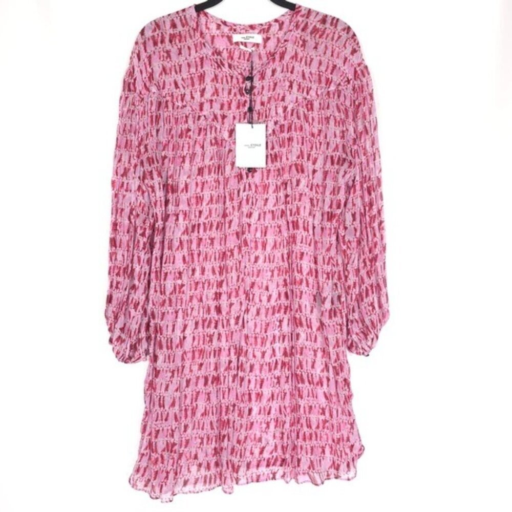 NWT ISABEL ETIOLE MARANT ROBE SILORION Red Tie Dye Shift Mini Dress Size 34